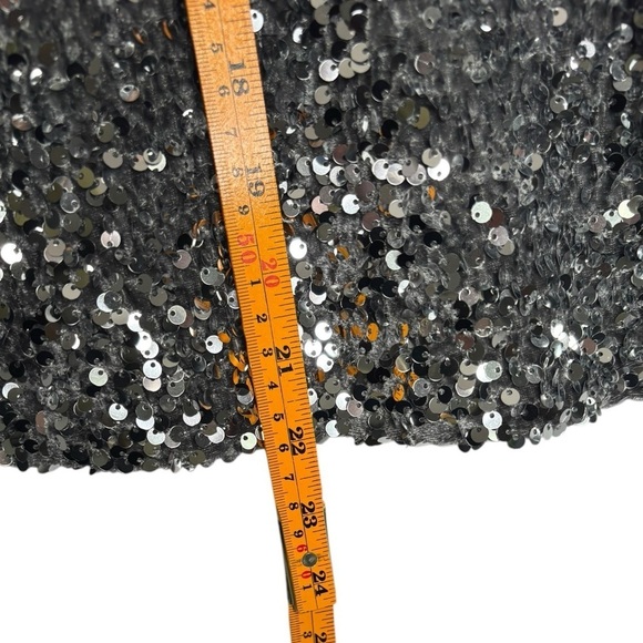 NWT Alex Marie Lia Sequin Velvet Top Silver Crew Neck Short Sleeve Size Small - Picture 10 of 11